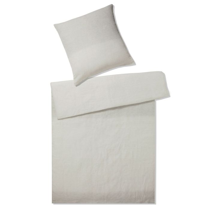 Halb-Leinen Bettwäsche CHILL beige-grau Streifen von Elegante