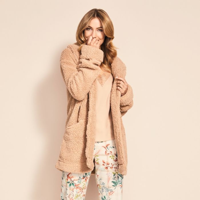 Plüsch Hausmantel kurz COAT ROBE beige von Triumph