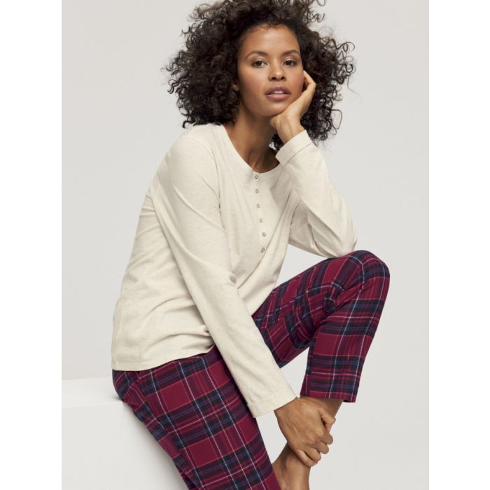 Bio Baumwolle Flanell Pyjama Hose LOUNGE ME COTTON kariert von Triumph