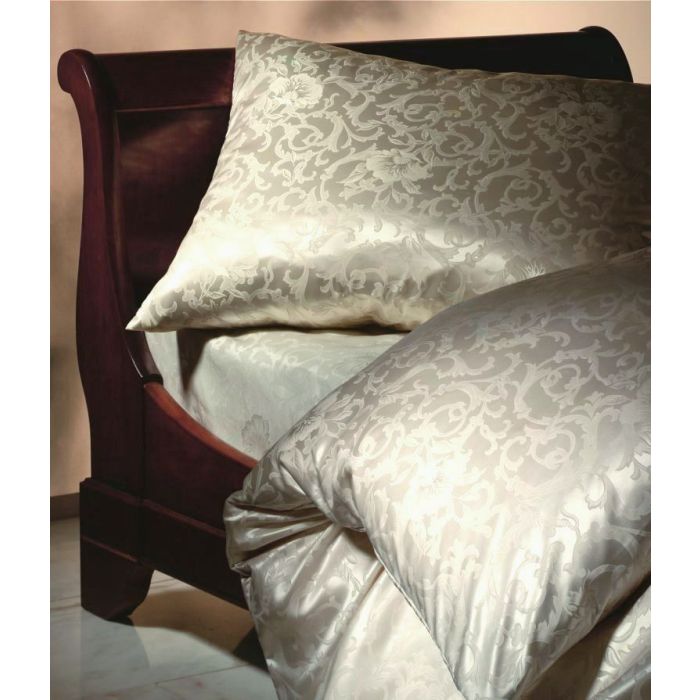 Seidenbettwäsche KATHARINA CHAMPAGNER Blumen-Jacquard