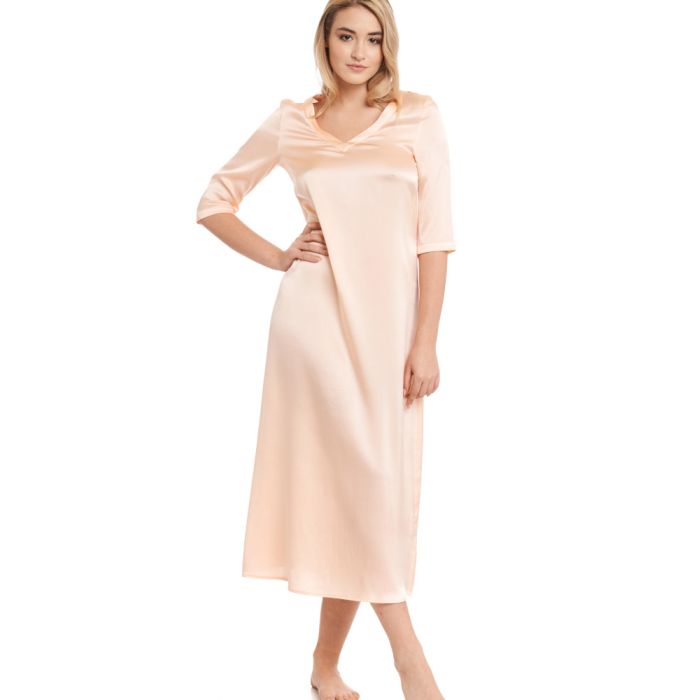 Seide Langarm Nachtkleid SEDUZIONE DI SETA von Gattina