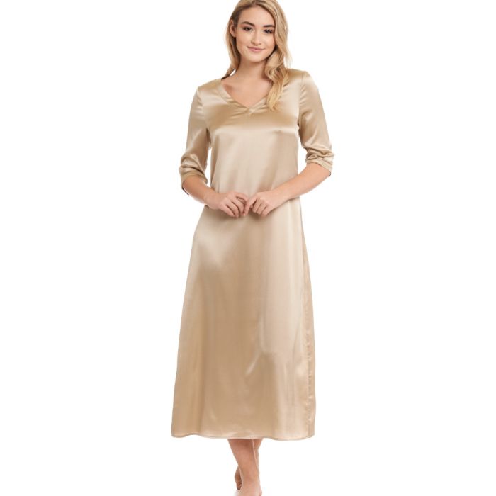 Seide Langarm Nachtkleid SEDUZIONE DI SETA von Gattina