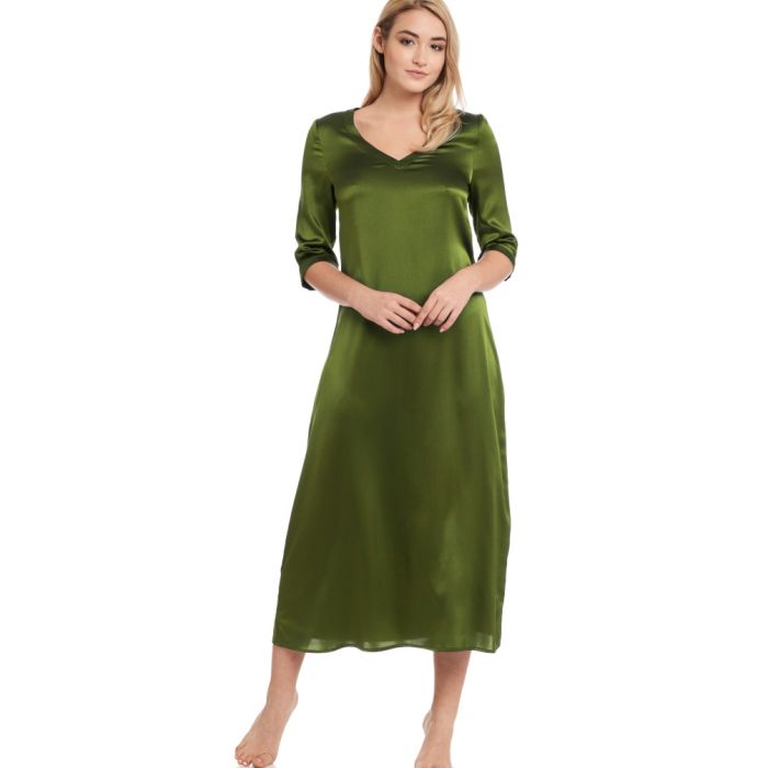 Seide Langarm Nachtkleid SEDUZIONE DI SETA von Gattina