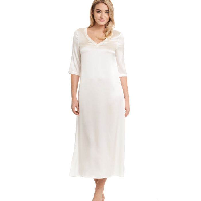 Seide Langarm Nachtkleid SEDUZIONE DI SETA von Gattina