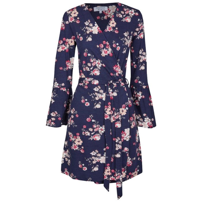 Modal Sommer Morgenmantel Blumenmuster blau-rosa von Ringella