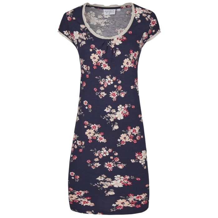 Modal Sommer Nachtkleid Blumenmuster blau-rosa von Ringella