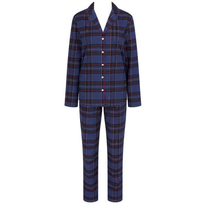 Bio Baumwolle Flanell Schlafanzug BOYFRIEND blau kariert von Triumph