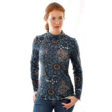 100% Bouretteseide ROLLKRAGEN SHIRT mit Print von Alkena