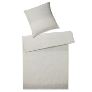 Halb-Leinen Bettwäsche CHILL beige-grau Streifen von Elegante