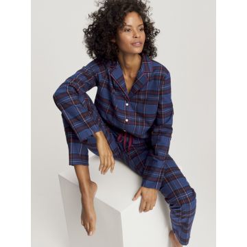 Bio Baumwolle Flanell Schlafanzug BOYFRIEND blau kariert von Triumph