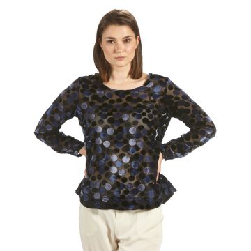 Seide Blusenshirt SAMT schwarz-blau von Kokon Zwo