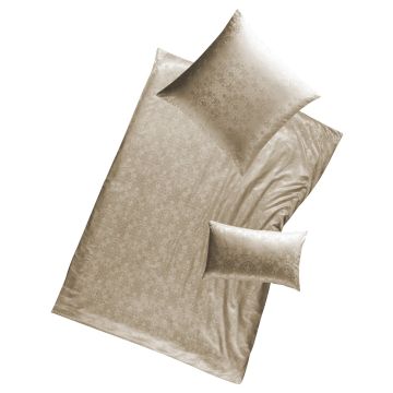 Seidenbettwäsche KRÖNUNG CHAMPAGNER Blumen-Jacquard