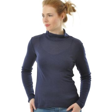 55% Seide 45% Wolle ROLLKRAGEN SHIRT gerippt von Alkena